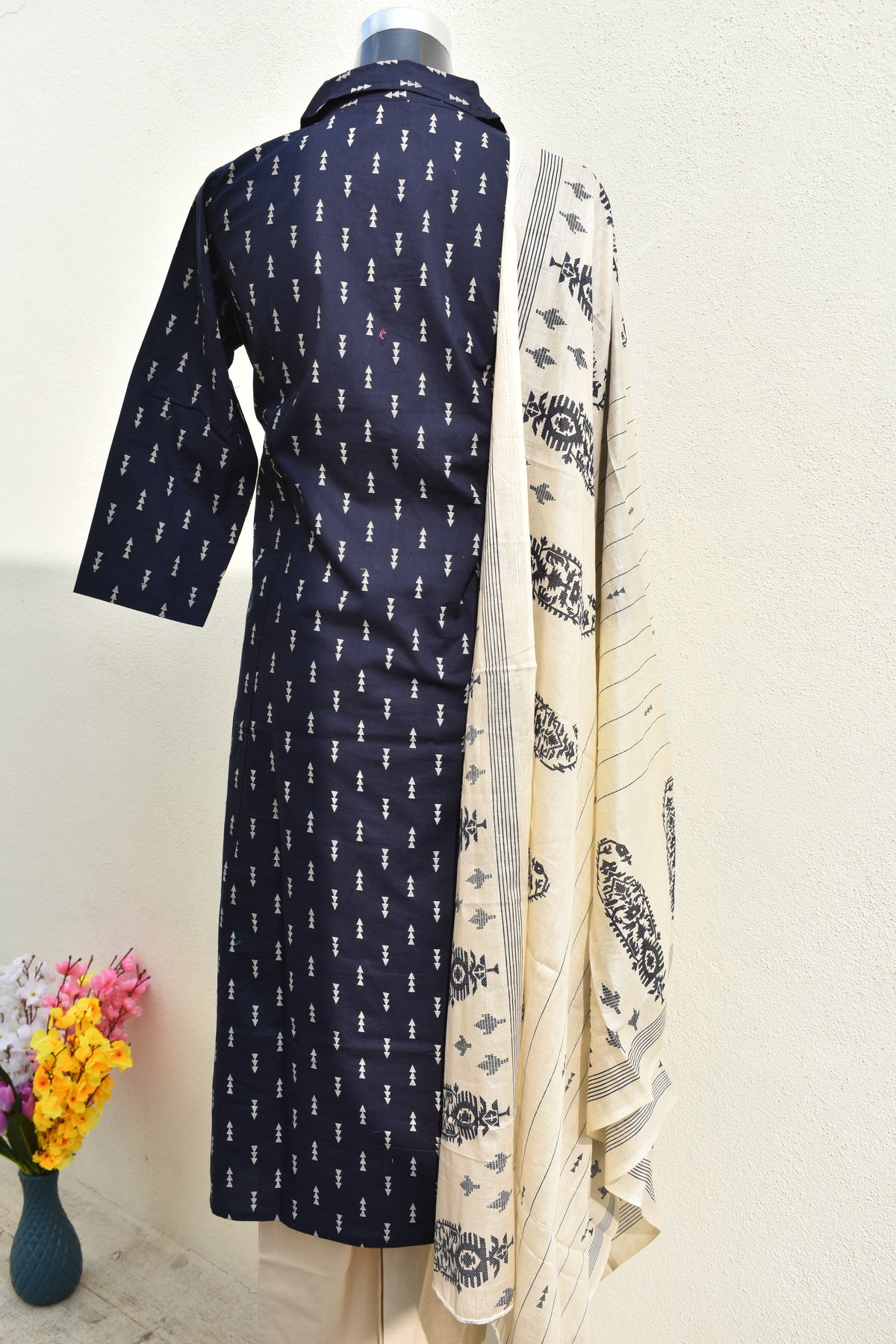 NavyBlue CottonFine DupattaSet