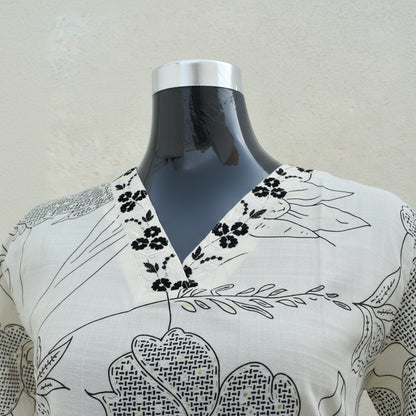 Black White Rayon 2PC Kurti Set
