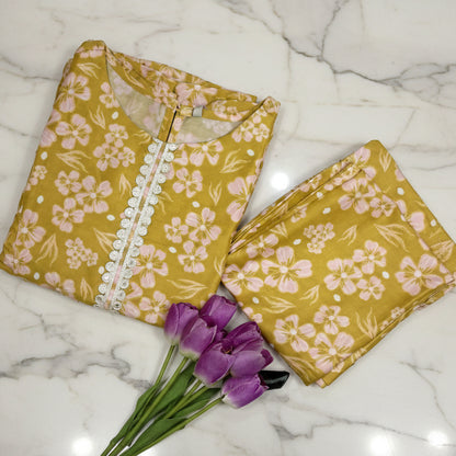 Olive Silk 2PC Kurti Set