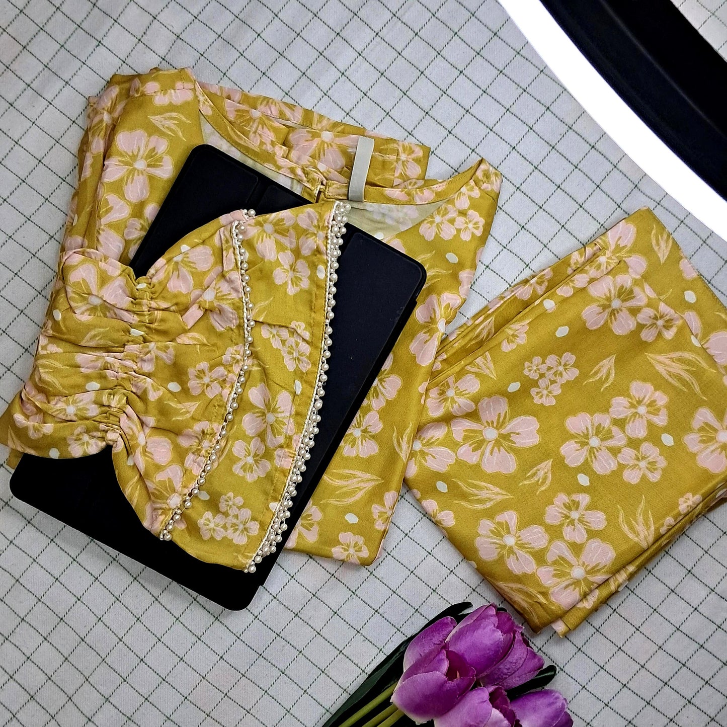 Olive Silk 2PC Kurti Set