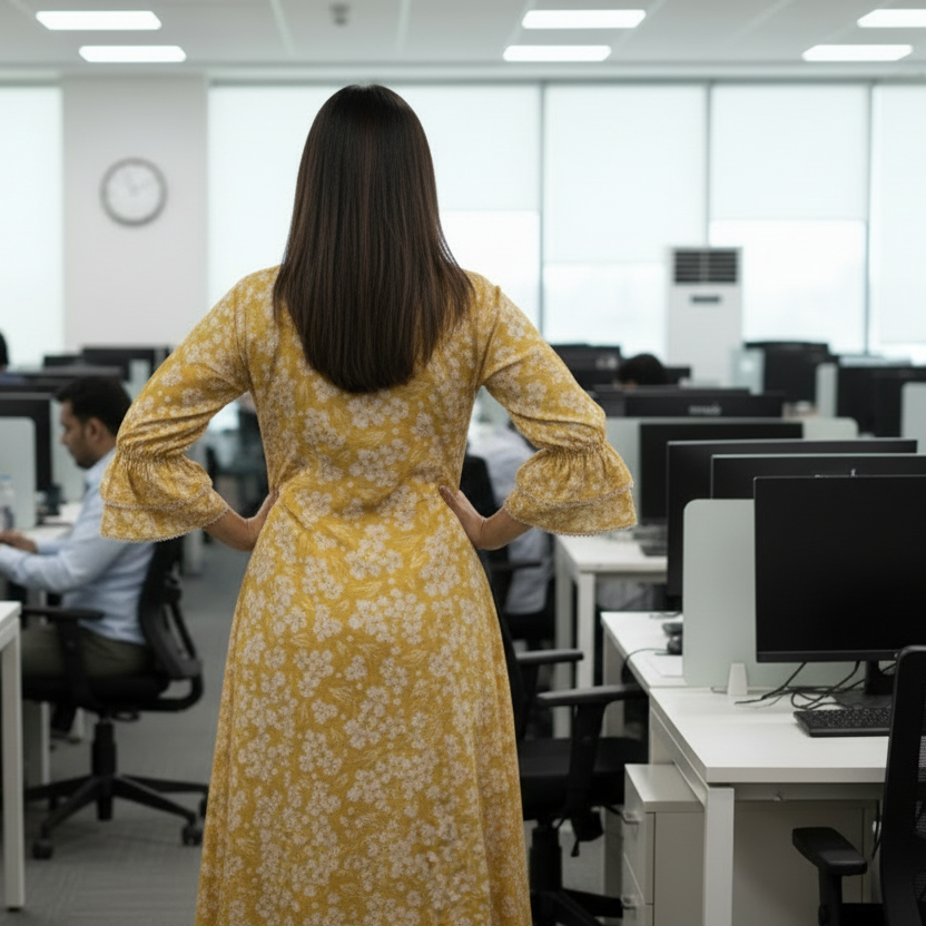 Olive Silk 2PC Kurti Set