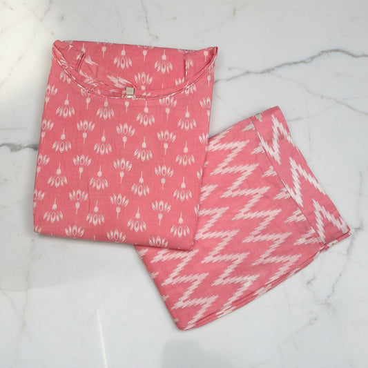 BabyPink Cotton 2PC Kurti Set
