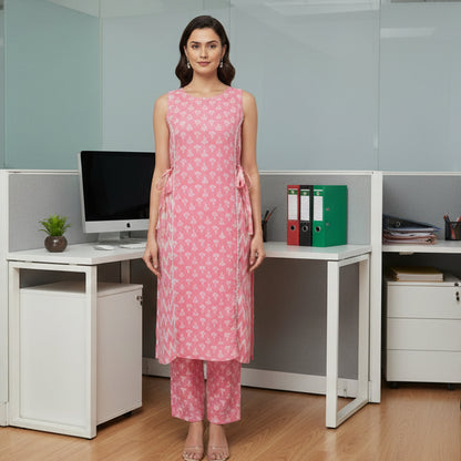 BabyPink Cotton 2PC Kurti Set