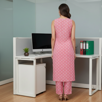 BabyPink Cotton 2PC Kurti Set