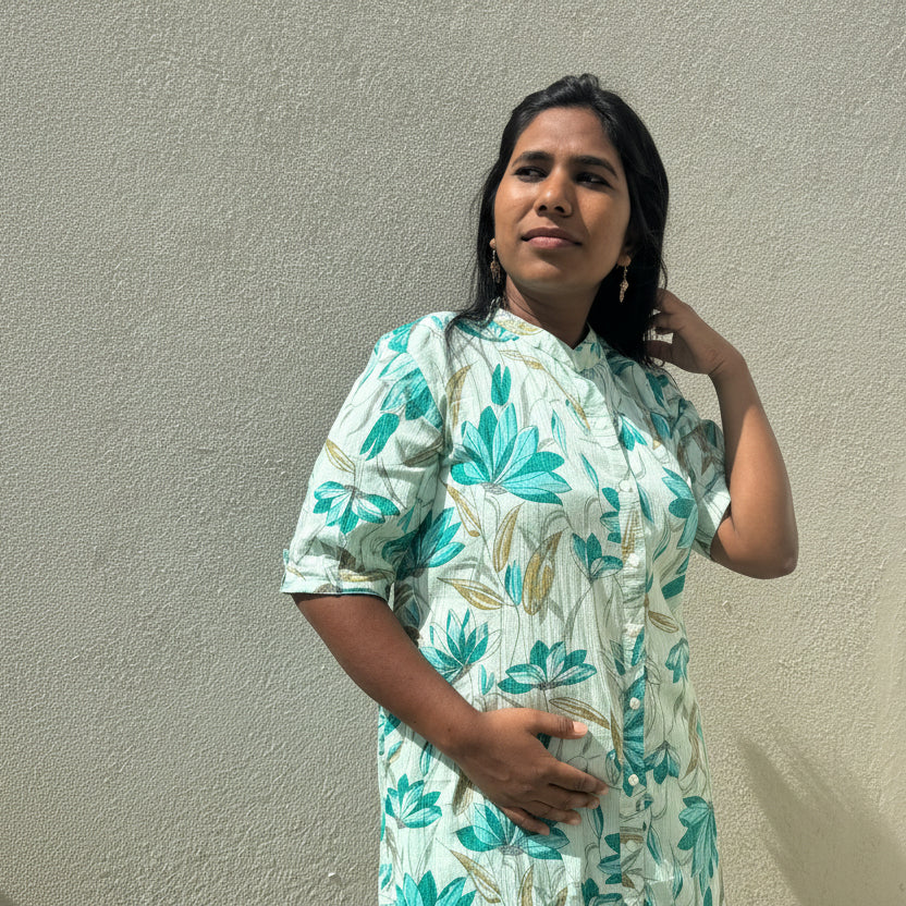 BLUE Cotton 2PC Kurti Set