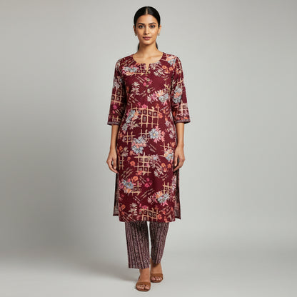 Purple Rayon Cazzy 2PC - Kurti Set