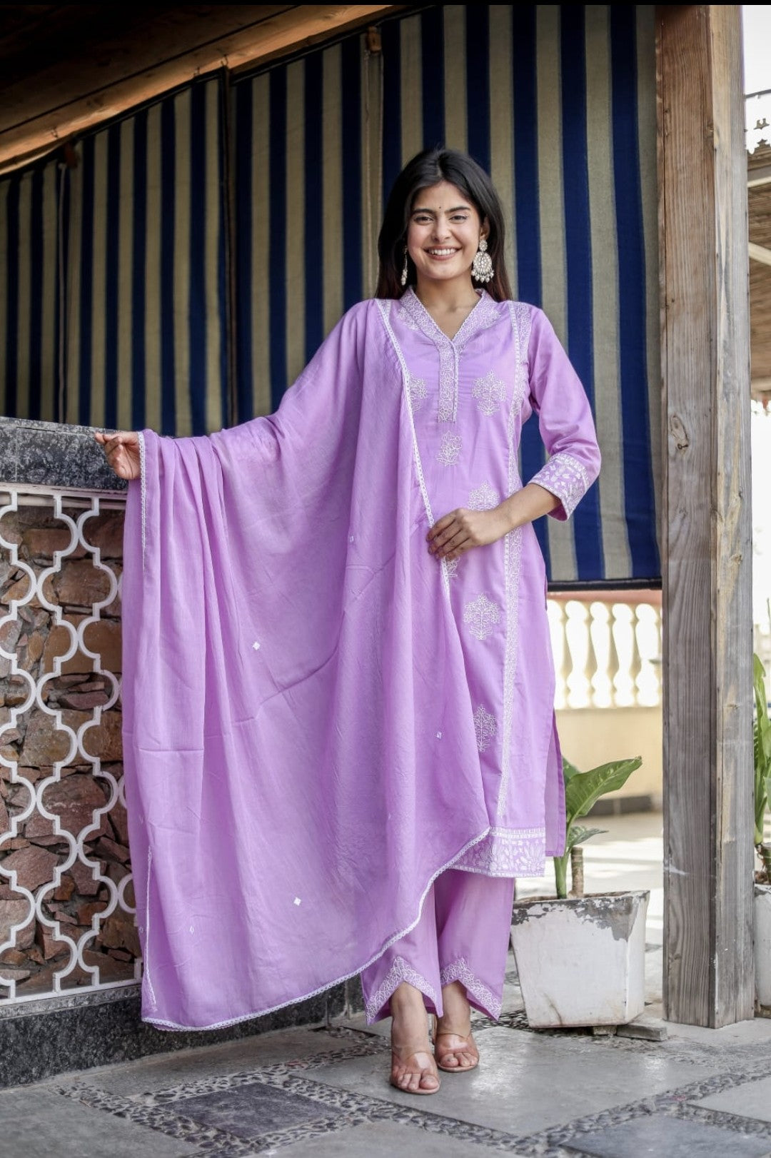 PURPLE Premium Cotton 3pc DupattaSet