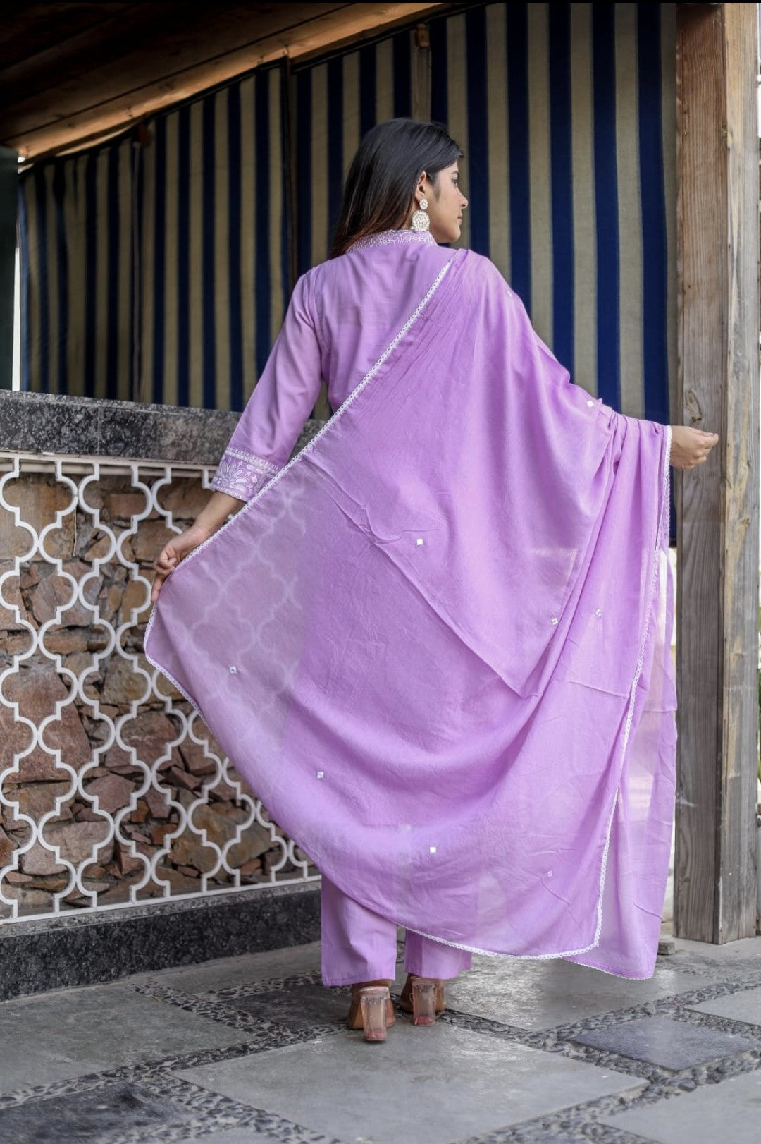 PURPLE Premium Cotton 3pc DupattaSet