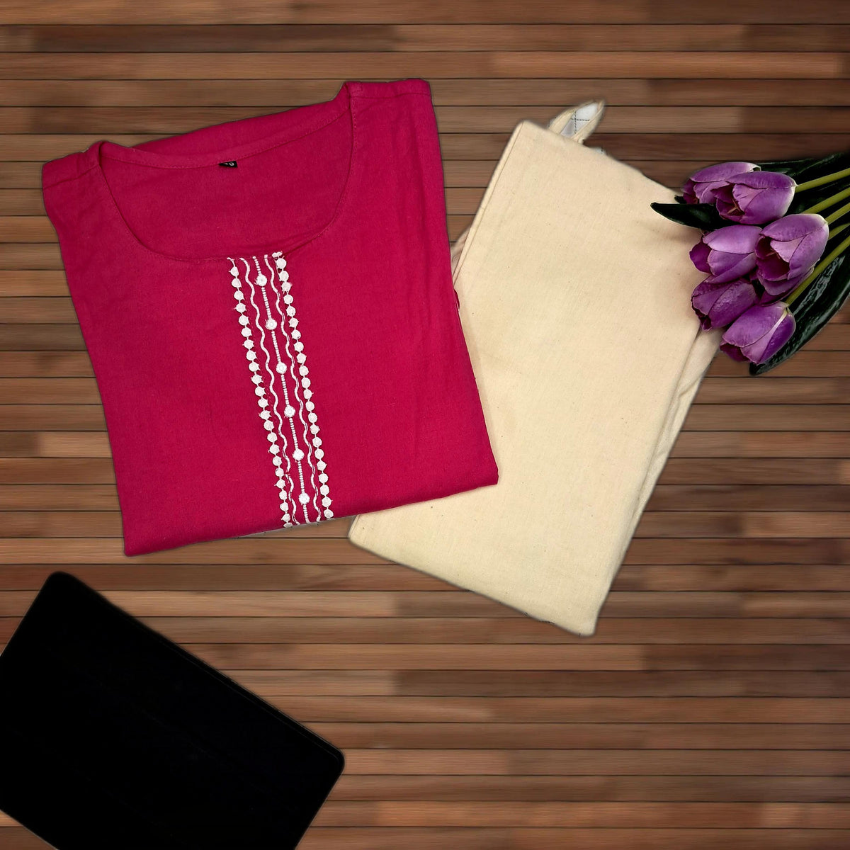 RaniPink CottonBlend KurtiSet
