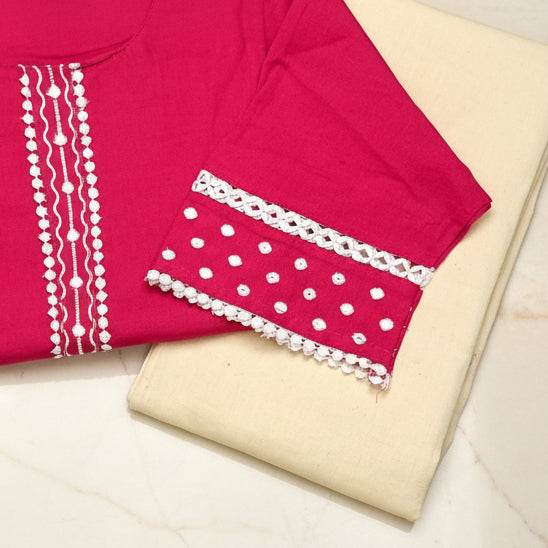 RaniPink CottonBlend KurtiSet