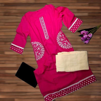 Rani Pink CottonBlend 2PC KurtiSet