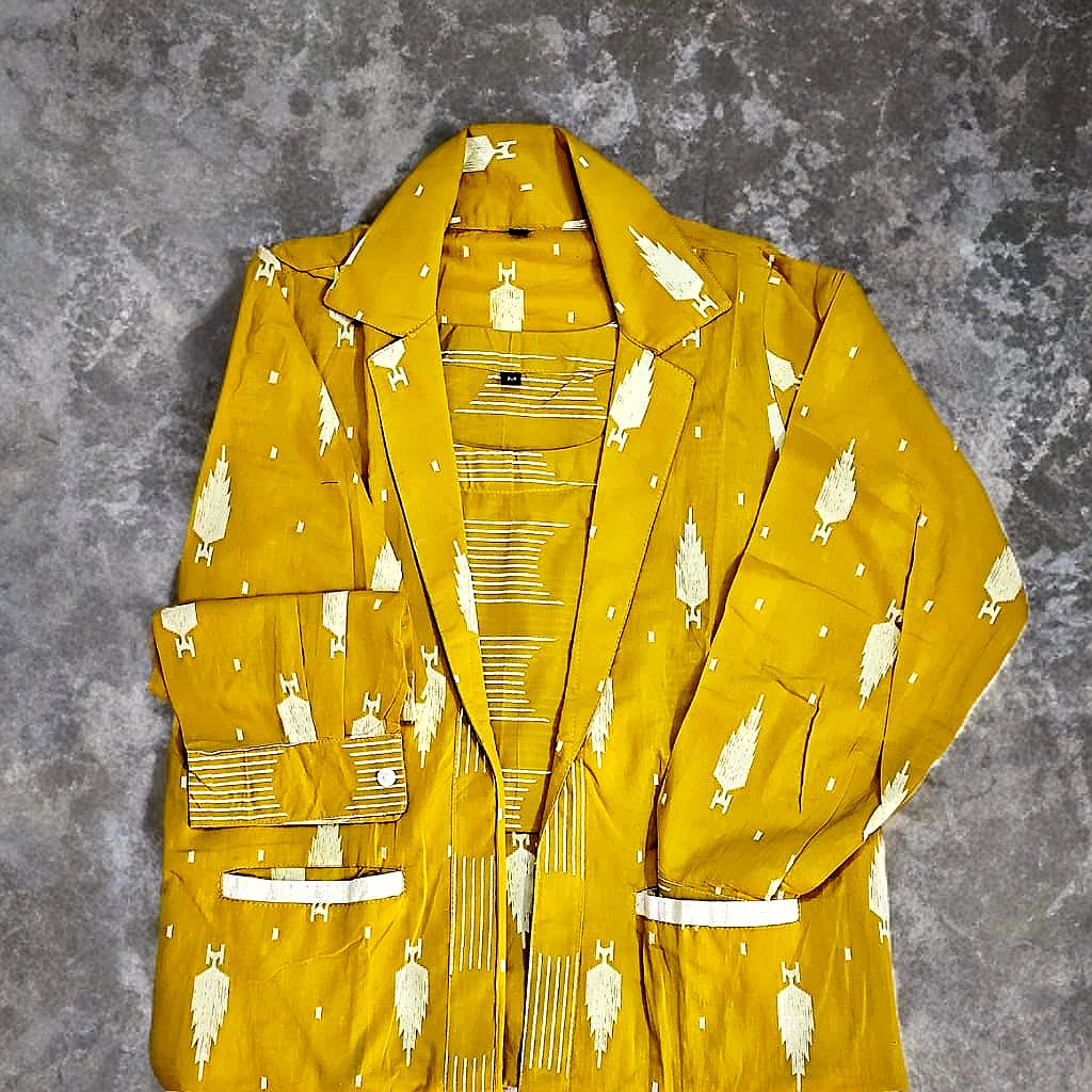 Yellow Pure Cotton Bozzy 3pc with Jacket