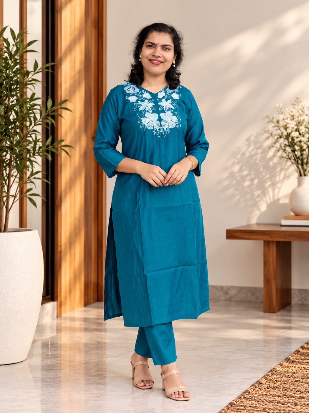 Blue GadwaliSilk KurtiSet