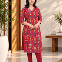 Red Cotton KurtiSet